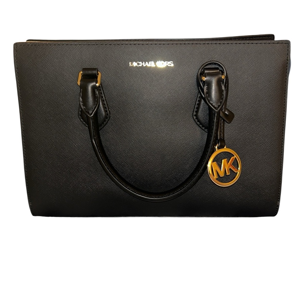 Michael Kors Black Satchel with Gold Accents